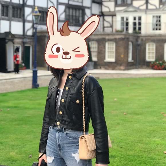 Maje 100% Lamb Leather Crop Jacket Size Small - Picture 8 of 8